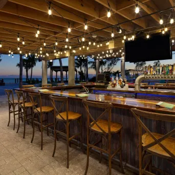 a chair sitting in front of a building